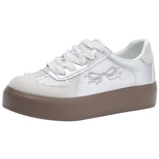 热风芭蕾风德训鞋女款2025年冬季新款厚底小白鞋户外运动百搭板鞋