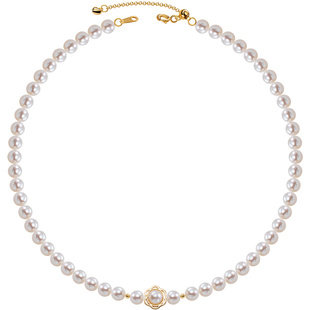 南珠宫太阳花925银淡水珍珠项链颈饰年轻款生日礼物送女友