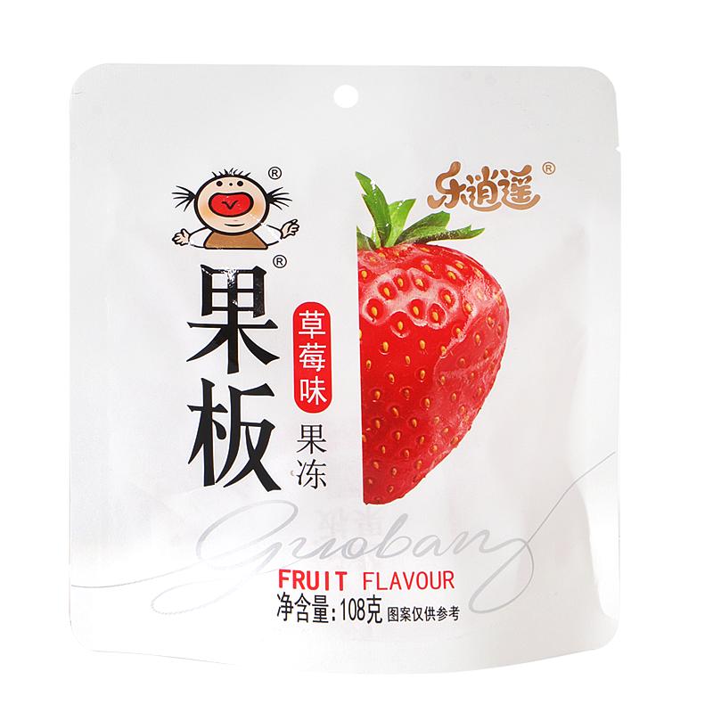 乐逍遥果板牌果冻108g*6包草莓荔枝多种口味0脂肪健康零食果冻