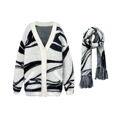 配围巾毛织毛衣V领宽松