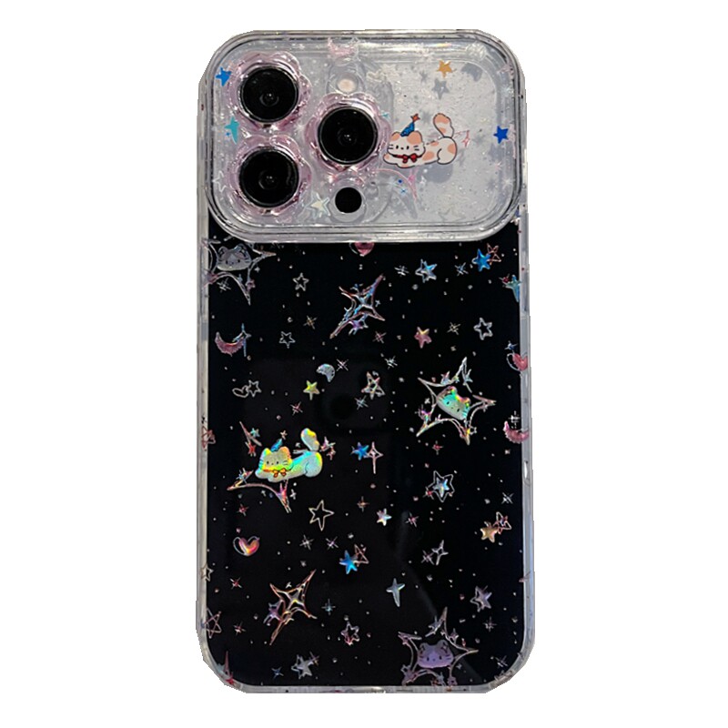 适用苹果系列iPhone17新款手机壳13pro/16promax创意鎏金可爱猫咪15pro/14promax全包花朵镜框时尚女款保护套