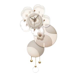 客厅带钟表装饰画电视背景墙奶油风3D立体时钟壁灯挂墙餐厅装饰钟