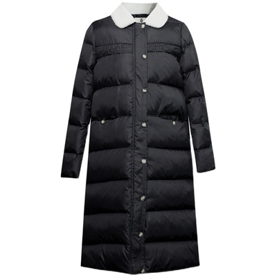 黑色设计感加厚中长款棉衣外套