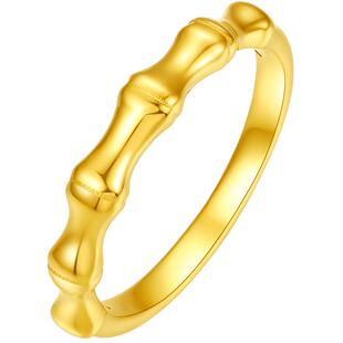 T周六福黄金戒指硬金竹节戒指节节高升女戒定价送老婆送妈妈礼物