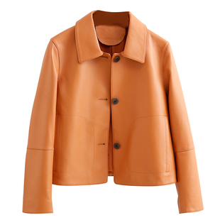 绵羊皮真皮小皮衣女短款明星同款真皮外套小个子休闲皮夹克海宁