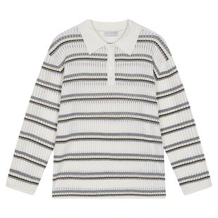 MOUSSY 2026早春新品复古文艺风撞色polo领针织毛衣028JSC70-1027