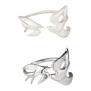 Rainy and Cloudy燕子｜追逐与飞鸟 双羽开口戒指 飞鸟戒指银指环