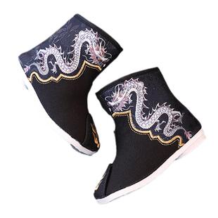 老北京布鞋汉服鞋子男童绣花鞋儿童宝宝手工靴子表演出古装中国风