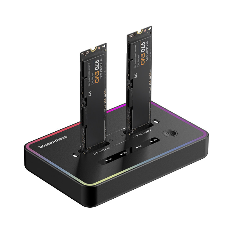 双盘位m.2双协议克隆复制拷贝机nvme/sata固态硬盘盒座20G读取器
