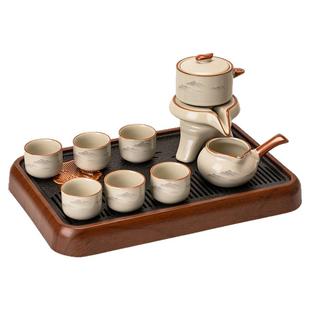 汝窑水墨自动茶具套装2025新款家用高档陶瓷功夫茶杯懒人泡茶神器