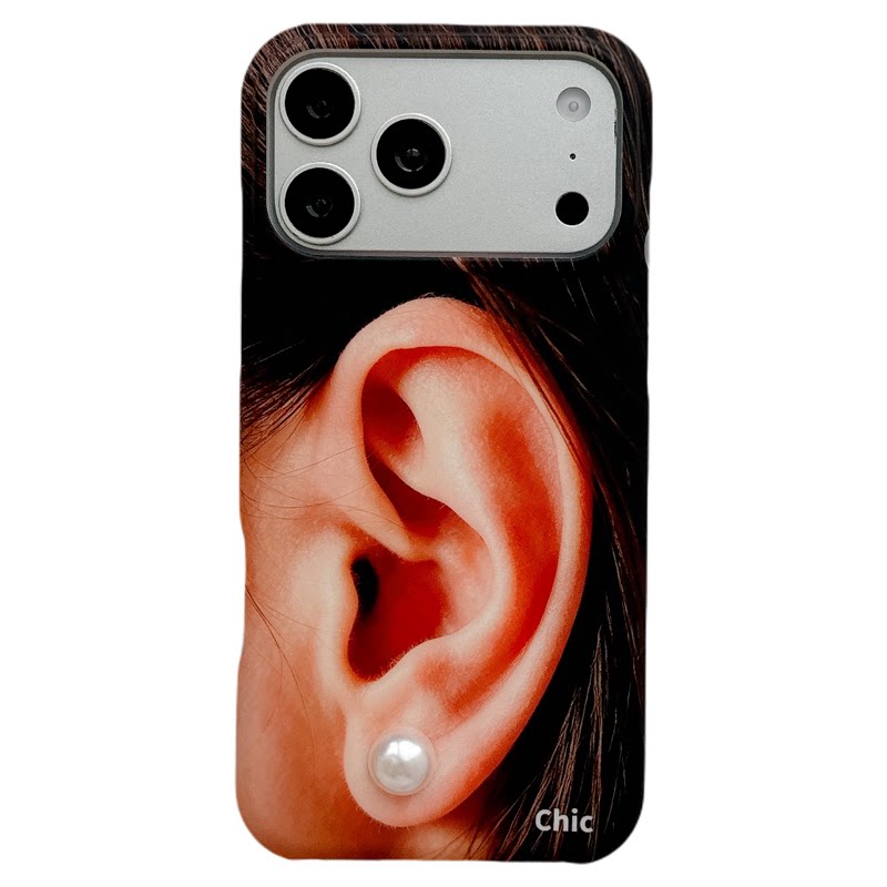 MoreRex 小众个性立体珍珠耳钉适用苹果18手机壳日韩iphone17promax新款18pro全包15防摔保护套14少女16创意