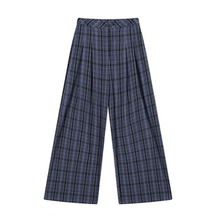 【cookadaily 人鱼家~】格子宽松休闲裤女秋显瘦百搭百搭阔腿长裤