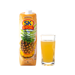 塞浦路斯进口sk果汁菠萝汁橙汁苹果汁葡萄汁桃梨汁饮料整箱1L*12