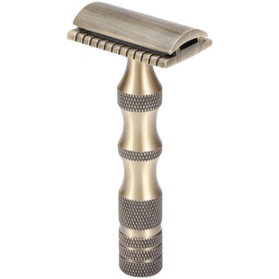 经典男士手动剃须刀纯金属黄铜老式刮胡子刀5片通用不锈钢刀片