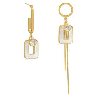 不对称高级感长流苏耳坠耳环女2026新款爆款方圆脸耳钉巨好看耳饰