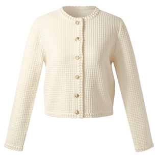 歌莉娅小香风毛织开衫女春季新款高级感名媛风小个子短款外套