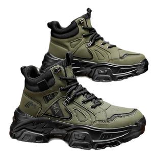 森马男鞋冬季加绒棉鞋高帮劳保工地防水防滑马丁靴户外运动登山鞋