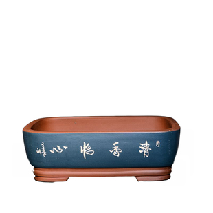 紫砂方形盆景盆促销花卉绿植简约陶瓷景观多肉组合中国风树桩造景