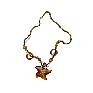 atmshop复古波西米亚木质海星珠串长款项链海边度假民族风个性女