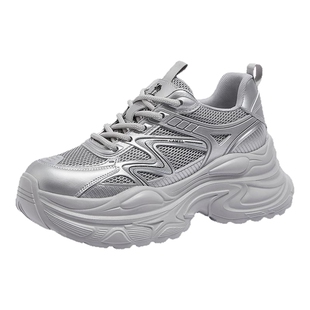 骆驼女鞋2026春季新款厚底老爹鞋女款增高鞋复古百搭休闲运动鞋