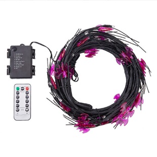 跨境蜘蛛蝙蝠造型灯鬼节氛围装饰灯万圣节布置藤条灯LED仿真树灯