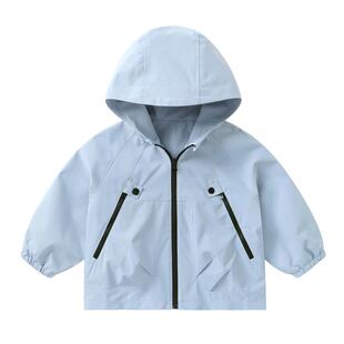 右欧男童女童连帽外套户外风防风防水儿童山系上衣春秋季新款童装