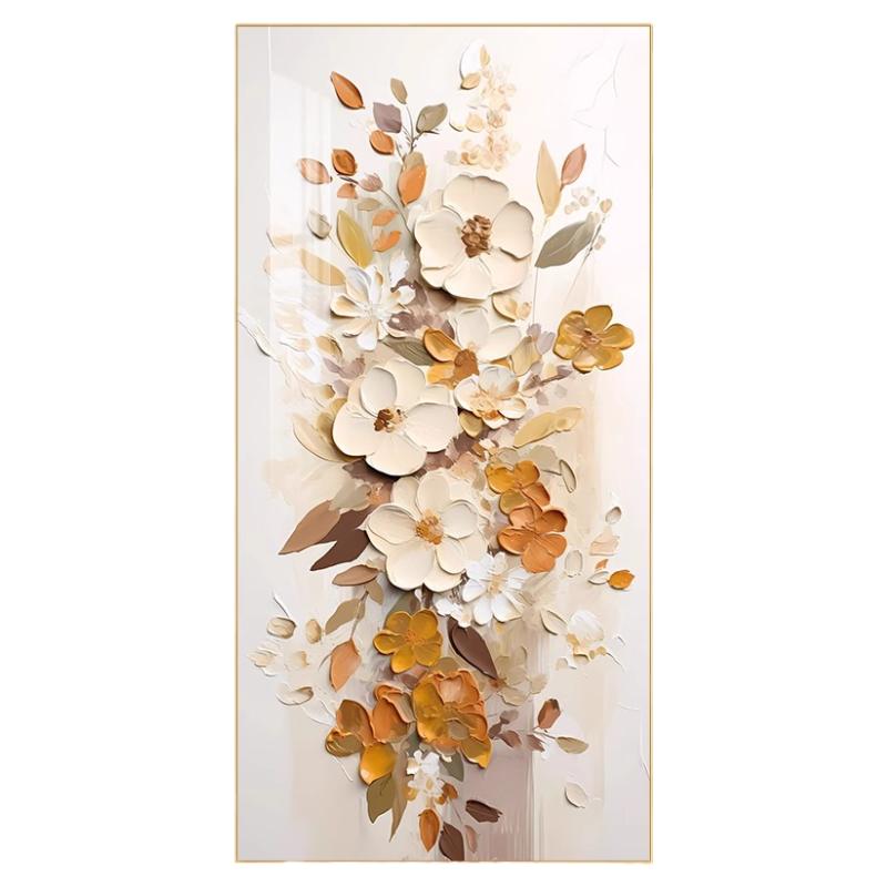 花卉玄关装饰画奶油风肌理画客厅现代简约高级感走廊过道壁画挂画