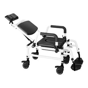 老人移动坐便椅带轮洗澡椅瘫痪病人残疾人坐便器躺着洗头淋浴椅