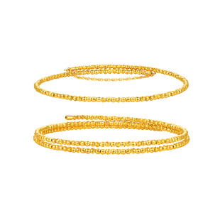 明牌珠宝5G黄金时髦金手镯t足金蹦迪珠车花时尚女款手饰AFI0282