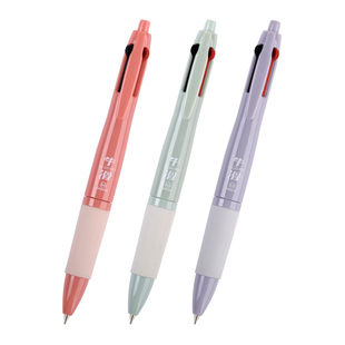 金万年四色圆珠笔按动式中油笔4色四色0.5mm多色彩色笔st头黑色红色蓝色绿色多功能做笔记标记笔办公用签字笔