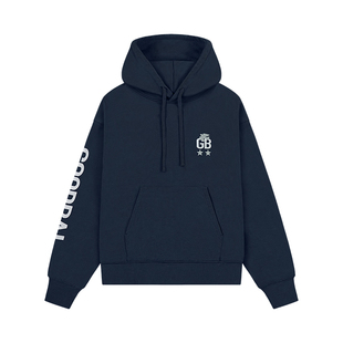 GOODBAI 学院组合logo印花撞色连帽抽绳宽松长袖卫衣