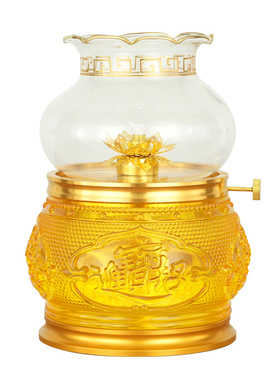 福愿水琉璃灯台油灯供佛酥油灯灯盏佛前灯台莲花供灯家用长明灯