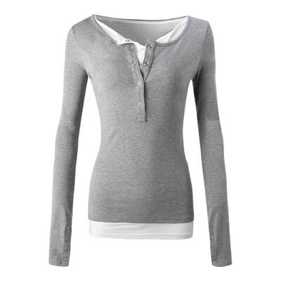 ourhour假两件天丝亨利领打底衣