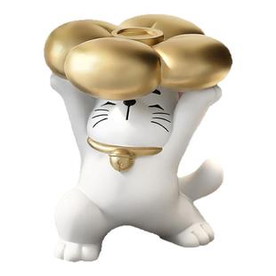 奶油风招财猫摆件高级感小众装饰新店开业礼物前台收银台发财装饰