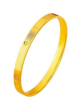 金包银米字手镯女素圈黄金镯子