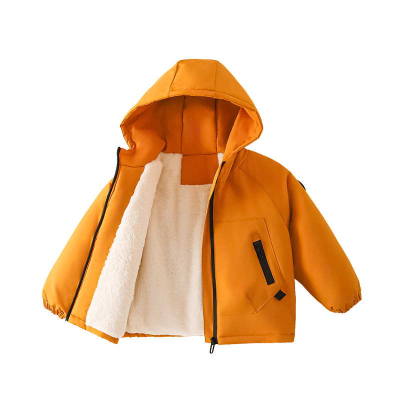 核桃小黄鸭童装儿童冬新男女童加绒保暖棉衣外套棉袄红色新年拜年