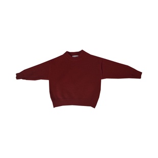 韩系男女童纯色软毛纱钩织毛衣冬季新品儿童软糯红色新年服兄妹装