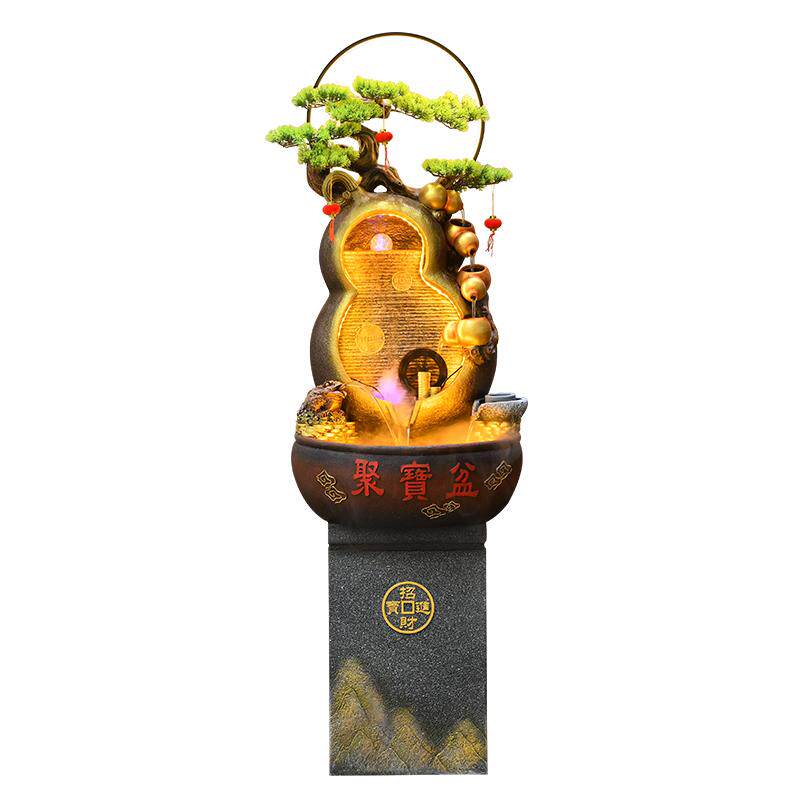 招财假山创意造景流水摆件装饰品落地水幕墙循环水景喷泉开业礼物