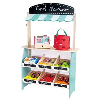 Hape仿真超市小卖部收银机玩具儿童商店木质男孩小卖部过家家益智