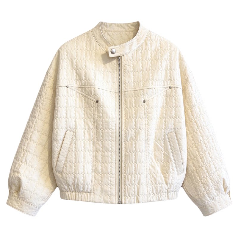 肌理感立领压棉棒球服外套女欧货