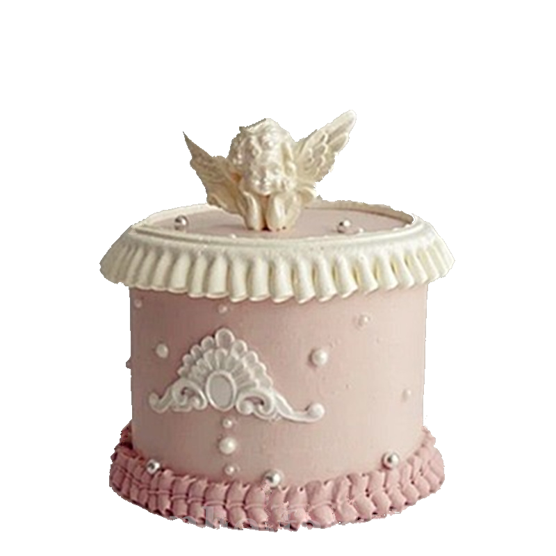 抖音小红书网红唯美天使仿真奶油复古裱花告白生日节庆蛋糕模型
