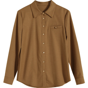 娅丽达美拉德色系休闲粉色磨毛衬衫女2025新款上衣宽松衬衣外套