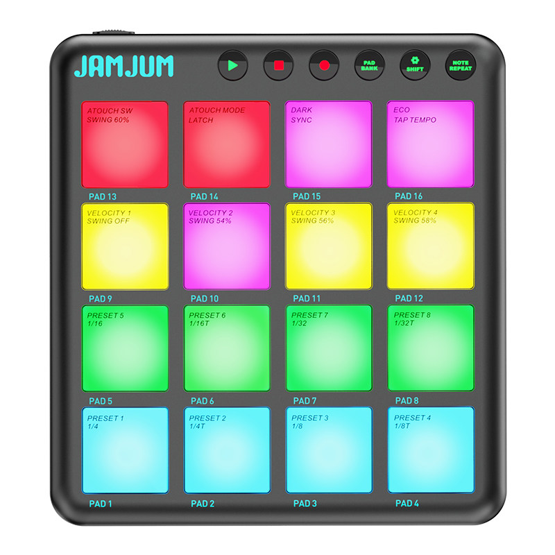 JAMJUM MIDI键盘控制器dj编曲乐队伴奏16键打击垫便携迷你控制器