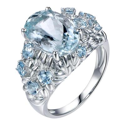 米莱18K金镶嵌加工彩色海蓝宝石