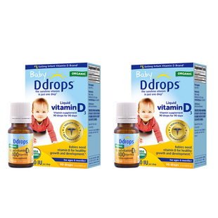 Ddrops滴卓思婴幼儿d3滴剂维生素d3宝宝补钙vd3DD小滴瓶400IU*2