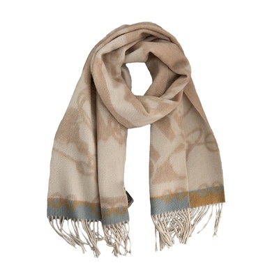 提花复古纯山羊绒围巾女冬季百搭