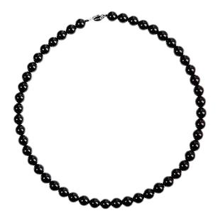 黑曜石项链女男银曜石东海水晶玛瑙玉髓散珠子锁骨链金曜石吊坠