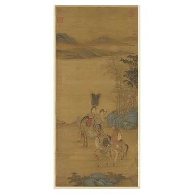 元人明妃出塞图工笔仕女图