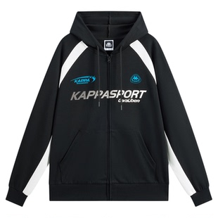 Kappa卡帕背靠背运动外套女春季新款复古赛车针织开衫男运动上衣