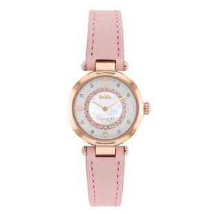 【自营】COACH蔻驰手表女 CARY贝母表盘镶钻石英皮带女表14503896